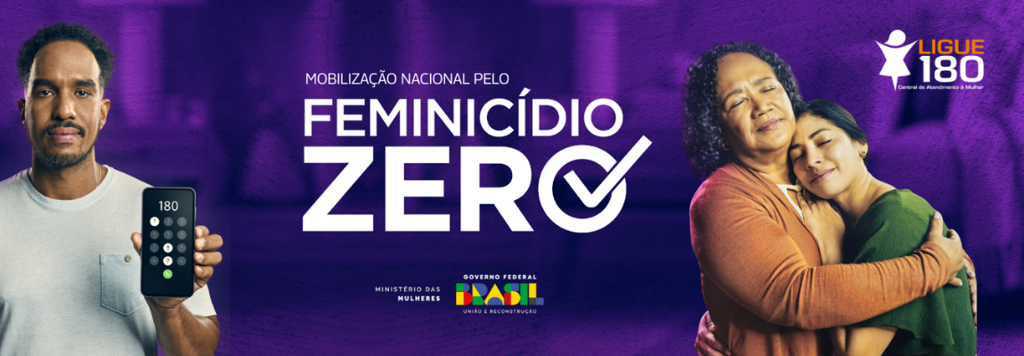 Banner com a frase Mobilização Nacional pelo Feminicídio Zero
