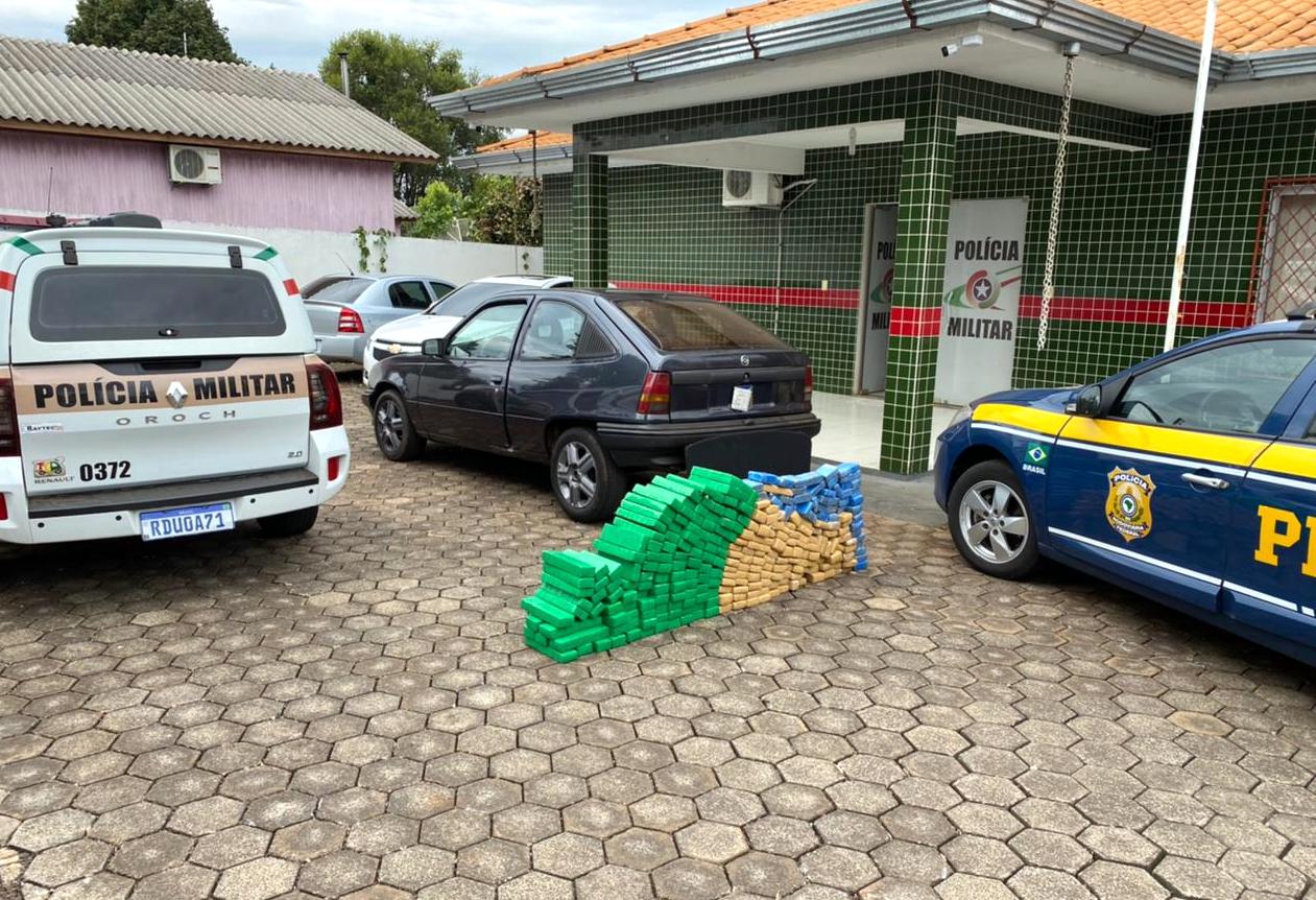 Ação conjunta PRF e PM apreende 167 quilos de maconha em Pinhalzinho