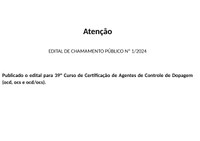 A ABCD informa a publicação do edital nº01/2024, que visa certificar Oficiais de Controle de Dopagem e Oficiais de Coleta de Sangue da ABCD.