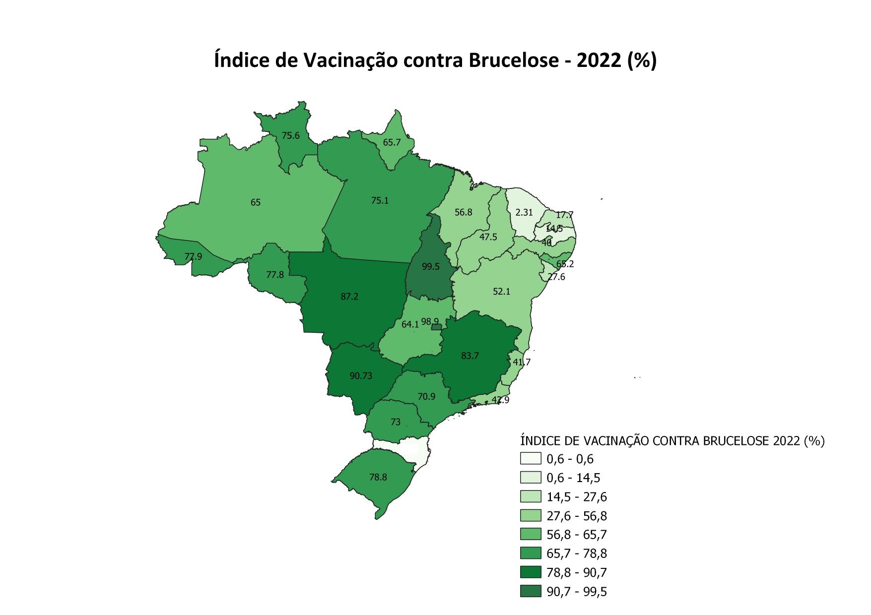 Mapa vacinação Brucelose 2022