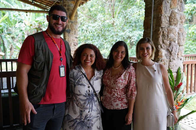 Da esquerda para a direita: Ademilton Ferreira e Flávia de Jesus Costa, do Departamento de Proteção ao Patrimônio Afrobrasileiro da Fundação Cultural Palmares; Ludmila Rolim Gomes de Faria, procuradora-chefe da Fundação Cultural Palmares; e Talitha Braz Bernardino, coordenadora do Núcleo de Gerenciamento de Ações Prioritárias, Inteligência e Estratégia da PRF3