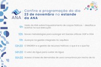 Acompanhe a programação do estande da ANA em 23 de novembro no Simpósio Brasileiro de Recursos Hídricos em Aracaju (SE)