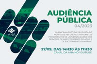 Audiência pública sobre metas de universalização dos serviços de abastecimento de água e esgotamento sanitário acontece em 27 de setembro