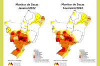 Seca fica mais branda no Centro-Oeste, Nordeste e Sudeste em fevereiro. Fenômeno fica mais severo no Sul e estável em Tocantins