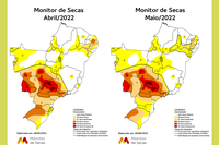 Seca fica mais branda no Centro-Oeste, Nordeste e Sul em maio. Severidade do fenômeno fica estável no Sudeste e em Tocantins