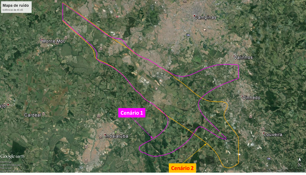 Figura 7 - Mapas de ruído de 45 dB LDN