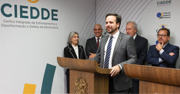Presidente da Anatel, Carlos Baigorri, em inauguração do Centro Integrado de Enfrentamento à Desinformação e Defesa da Democracia (CIEDDE)