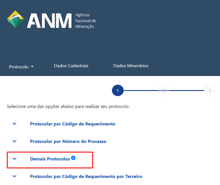 No Protocolo Digital, acesse a opção Demais Protocolos