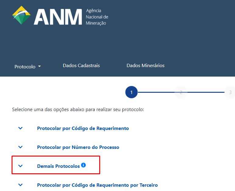 No Protocolo Digital, acesse a opção Demais Protocolos