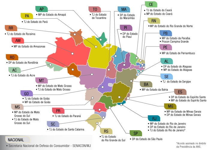 Mapa contendo os parceiros da cidadania.