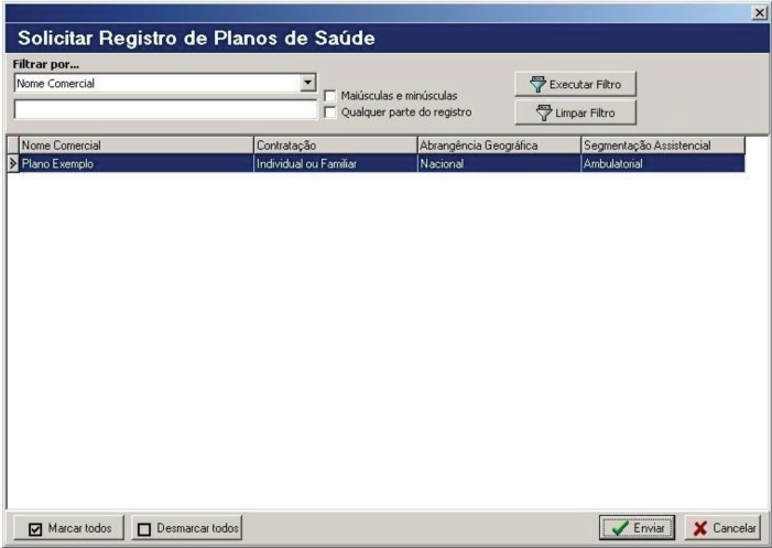 Solicitar registros de planos de saúde