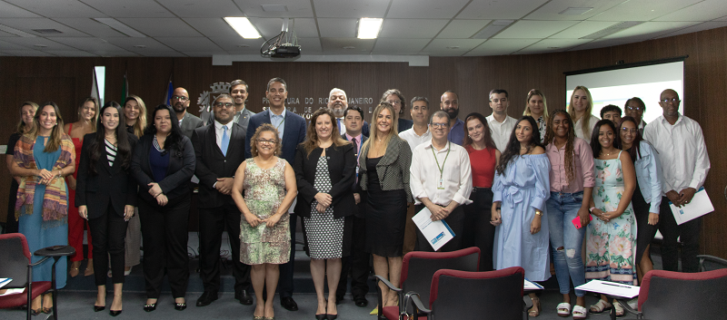 Equipe da ANS, com Leonardo Fich (chefe do Núcleo RJ da ANS), Vandinei Oliveira (fiscal), Eduardo Calasans (Coordenador de Interação Institucional) e Carolina Gouveia (Gerente Geral de Operações Fiscalizatórias) responderam perguntas e apresentaram ferramentas da ANS para o Procon Carioca