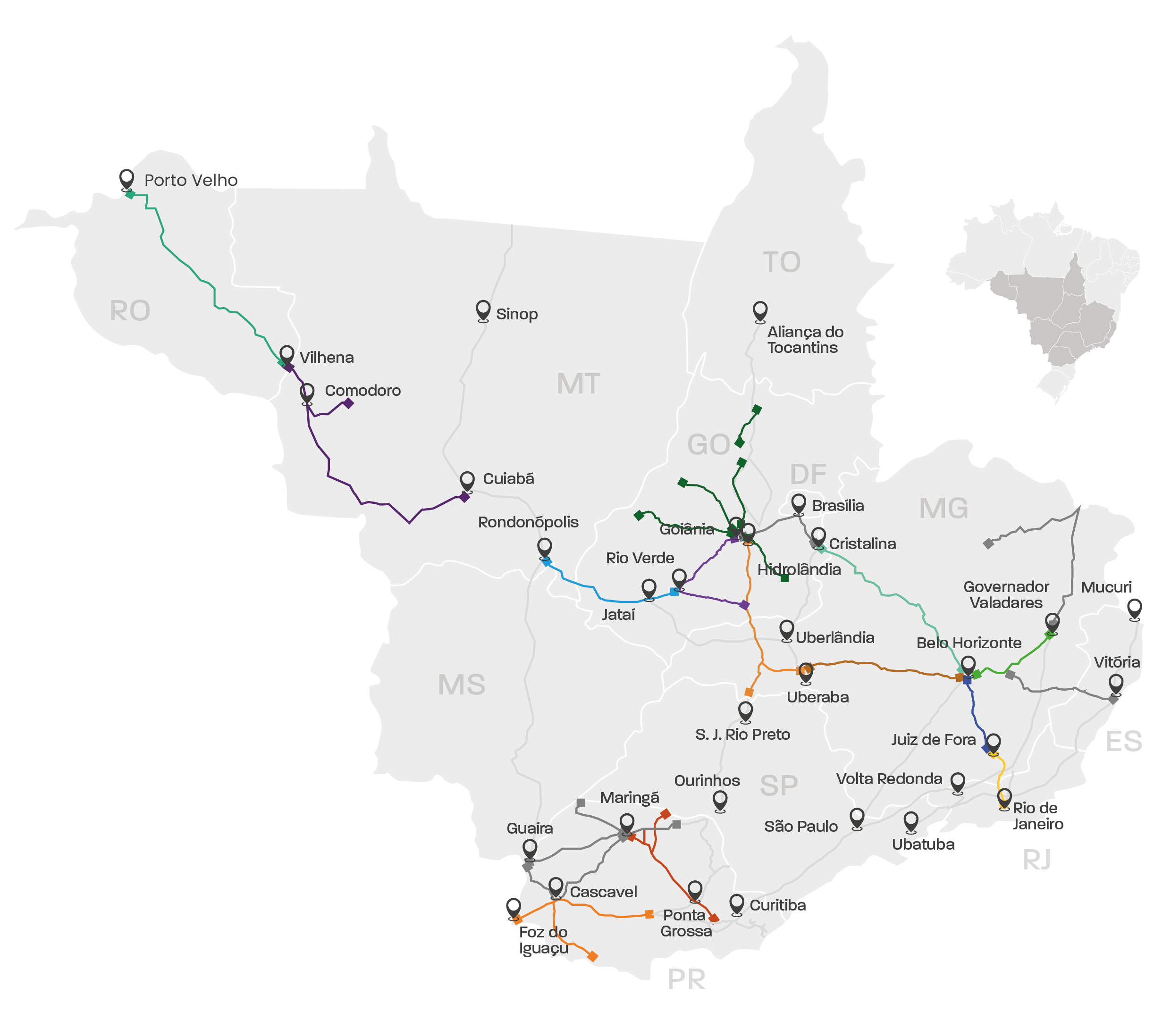 Mapa – Projetos Rodoviários – Ministério dos transportes – 2024