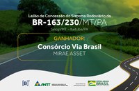 Consórcio Via Brasil vence leilão da BR-163/230/MT/PA