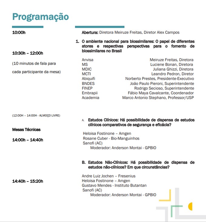 Programação workshop biossimilares