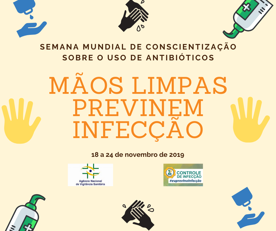 Cartaz mão limpas previnem infecção