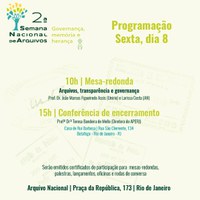 Confira a programação do quinto dia da II Semana Nacional de Arquivos