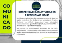 Suspensão das atividades presenciais no RJ