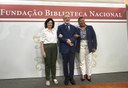 Nísia Trindade, ministra da Saúde. Marco Lucchesi, presidente da FBN, e Margareth Menezes, ministra da Cultura.