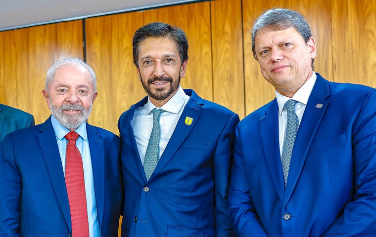 Presidente Lula com o prefeito Ricardo Nunes e o governador Tarcísio de Freitas - Foto: Ricardo Stuckert/PR