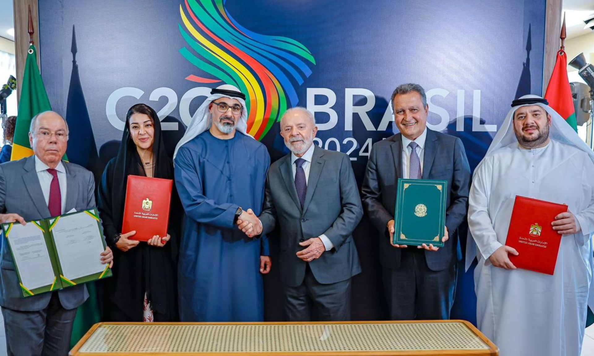 Assinatura ocorreu durante agenda bilateral do presidente Lula com príncipe Herdeiro de Abu Dhabi em programação do G20