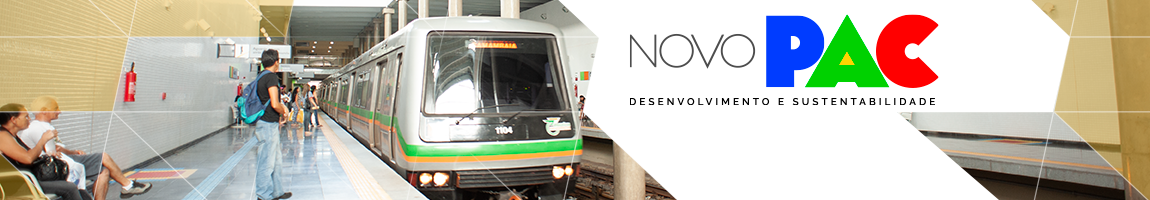 Estação de metrô. Texto: Novo PAC. Desenvolvimento e Sustentabilidade