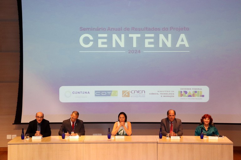 Mesa de abertura Seminário de Resultados do Projeto CENTENA 2024 (Foto: Deivid Oliveira)