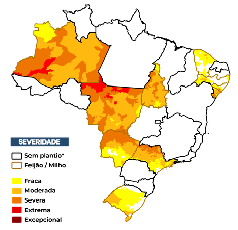 Figura 1 – Severidade da seca (IIS1) referente ao mês de julho considerando  apenas os estados com calendário vigente.