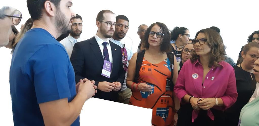 Visita da ministra Luciana Santos e da primeira dama Janja Lula da Silva ao estande do Cemaden