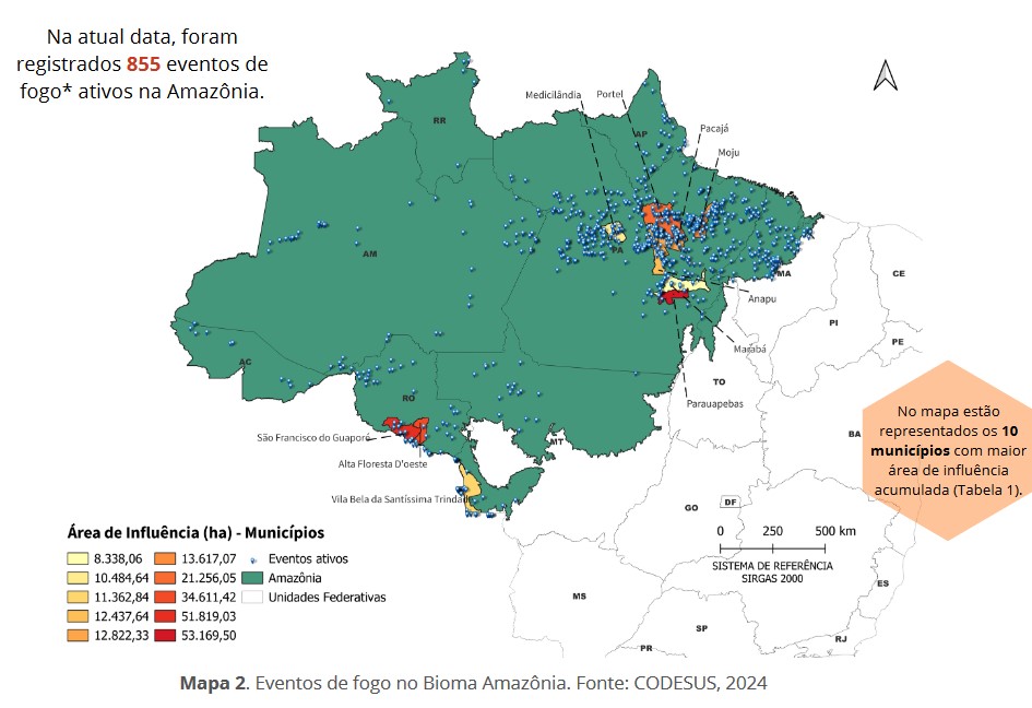 Eventos de fogo no Bioma Amazônia