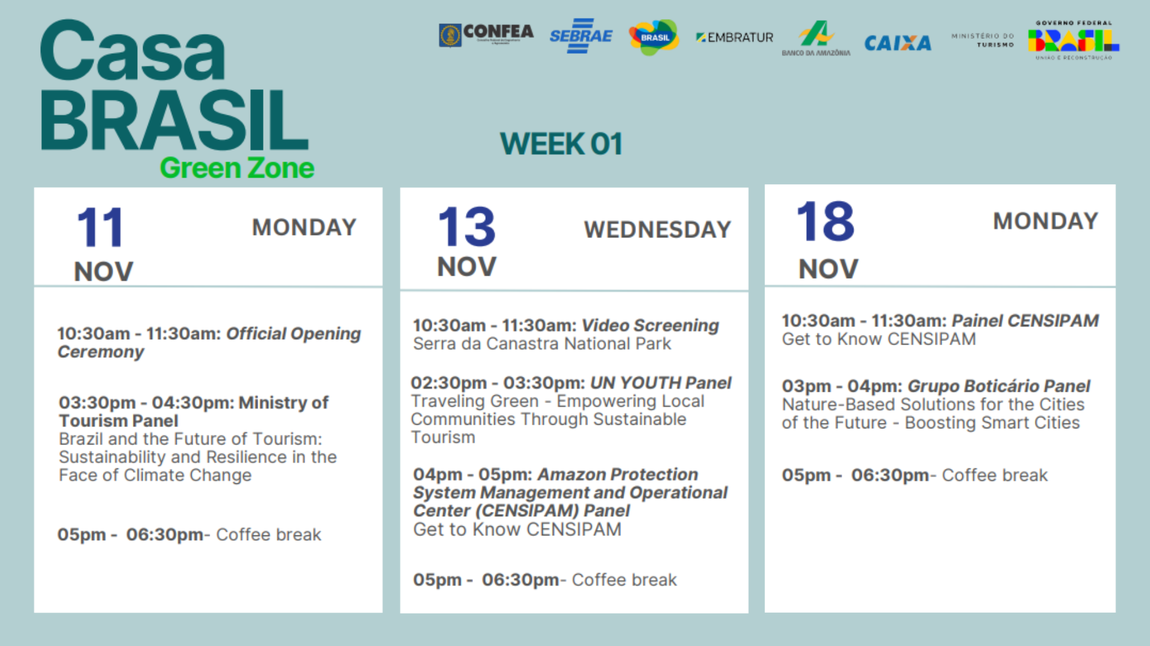 Programação do estande “Casa Brasil”