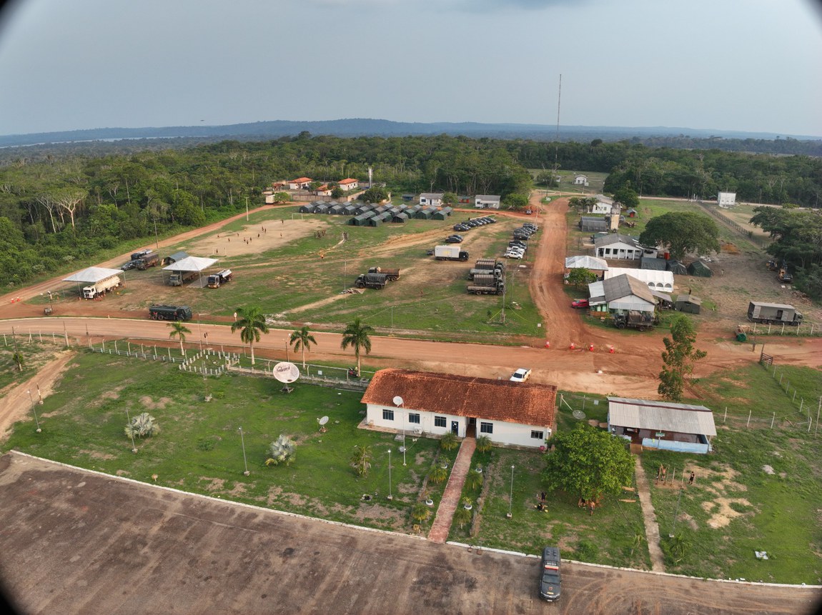 Vista aérea do acampamento