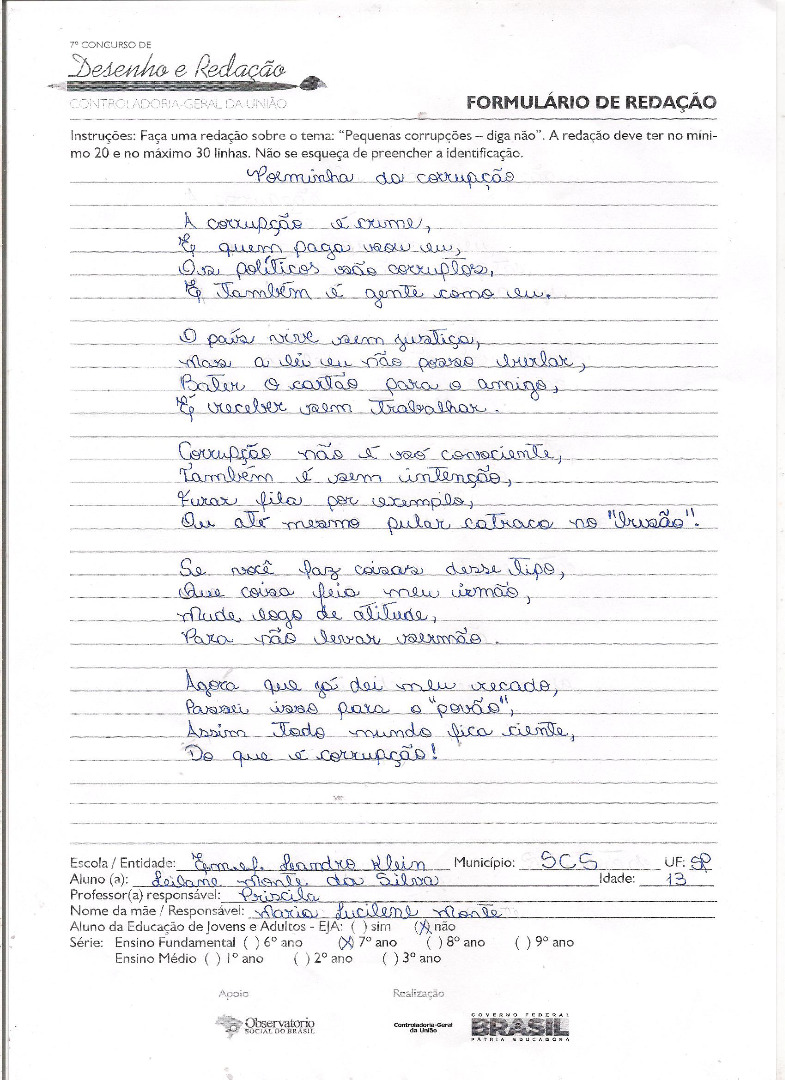 Leilane Monte da Silva- Escola Municipal de Ensino Fundamental Leandro Klein