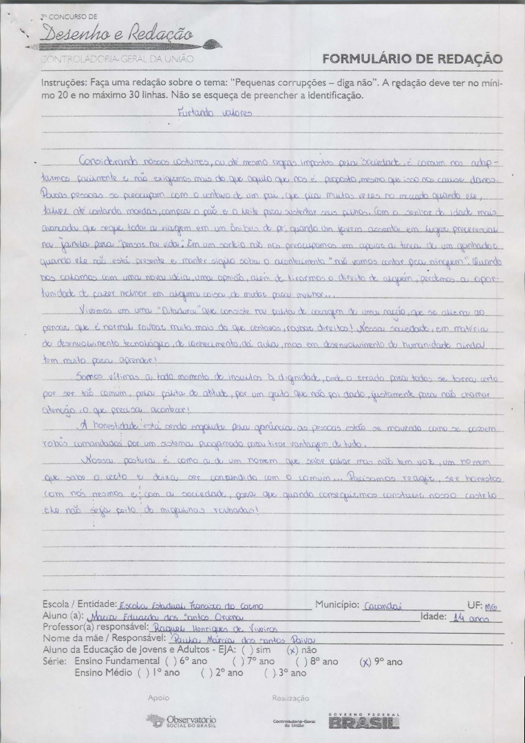 9°Ano Redação - MG  