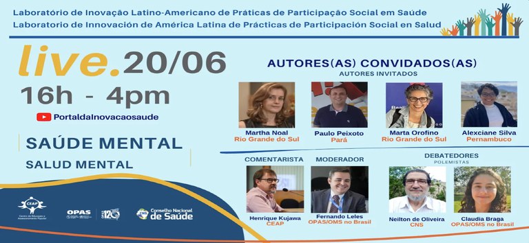 Saúde Mental será tema da última live do Laboratório de Inovação Latino-Americano em Participação Social em Saúde