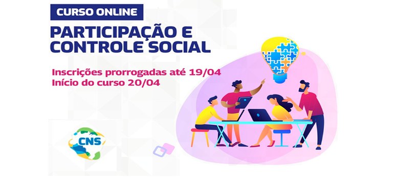 Inscrições para curso EaD Participação e Controle Social 2023 se encerram dia 19/04