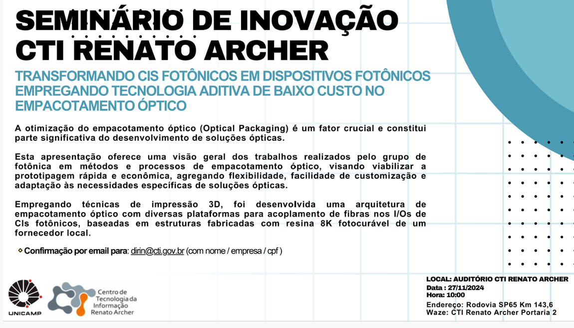 1º Seminário de Inovação CTI Renato Archer