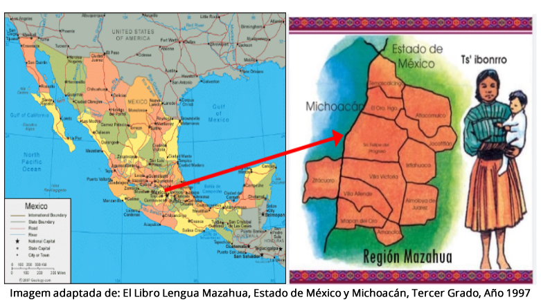 Imagem de um mapa do méxico mostrando o estado de michoacan
