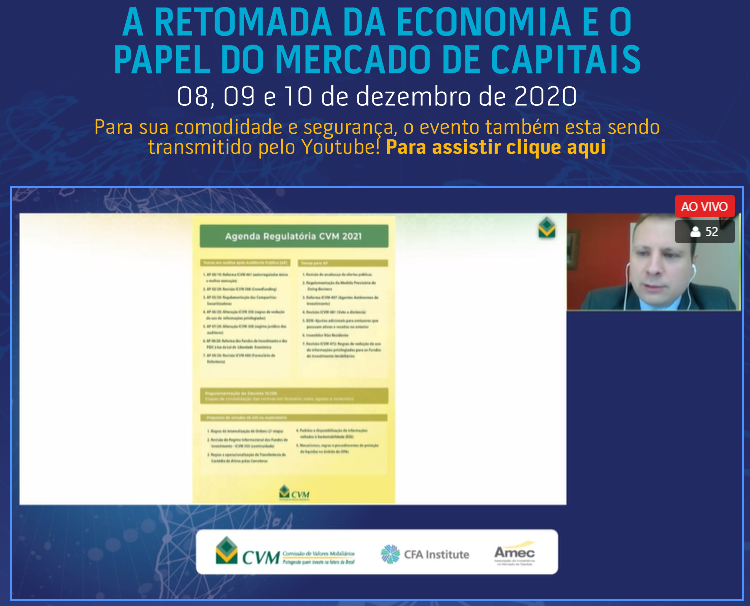 Imagem: Antonio Berwanger apresenta a Agenda Regulatória CVM 2021 em evento online