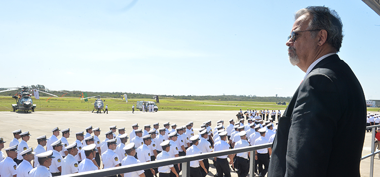 No palanque, Jungmann iniciou discurso onde destacou a participação da Força Naval nas Olímpiadas