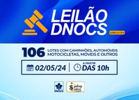 DNOCS realiza leilão virtual na próxima quinta-feira (02/05)