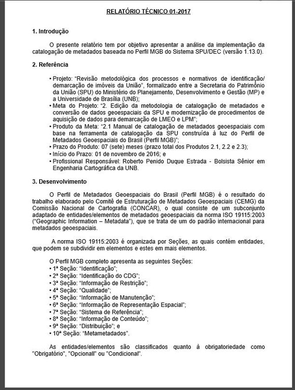 RelatÓrio TÉcnico 01 2017 — Ministério Da Economia