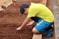 Crianças e adolescentes do PROFESP-ESD realizam o plantio de hortaliças