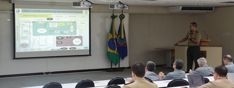 Estagiários do Curso de Estado-Maior Conjunto da ESG apresentam trabalhos a oficiais- generais do Estado-Maior Conjunto das Forças Armadas