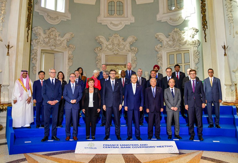 A embaixadora Rosito representou o ministro da Fazenda na reunião do G7 na Itália, onde foram discutidos temas relevantes para a presidência brasileira no G20 — Foto: Massimiliano de Giorgi/G7