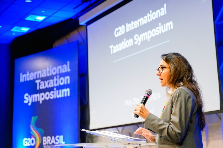 A embaixadora Tatiana Rosito pontuou, na abertura, que “é hora de aprofundar o debate” sobre Tributação Internacional – Foto: Gustavo Alcântara