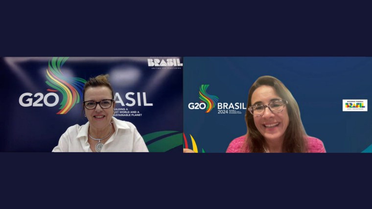 Helena Guarezi, do Ministério das Mulheres, e a embaixadora Tatiana Rosito ressaltaram a importância do evento virtual para a conquista da igualdade salarial