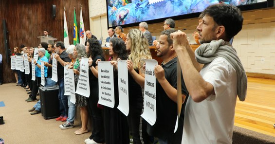 Servidores da carreira ambiental se manifestam. Foto: Ascom/SFB