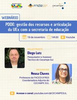 Cecampe-Sul promove webinar sobre o “PDDE: gestão de recursos e articulações”