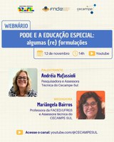 Cecampe-Sul promove webinar sobre o PDDE Educação Especial